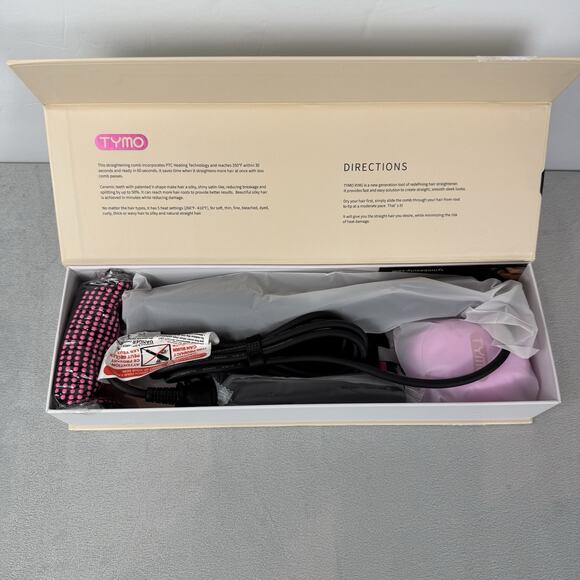 TYMO Ring Hair Straightening Comb - Black and Pink - Picture 3 of 4